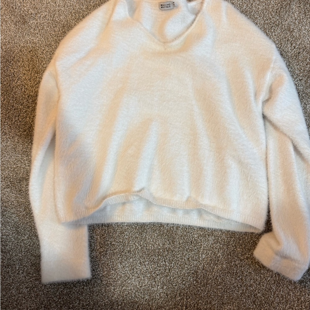 Beginning Boutique White Crew Neck Sweater